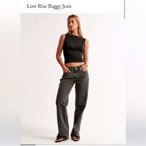 Abercrombie Low Rise Baggy Jeans - Charcoal Gray